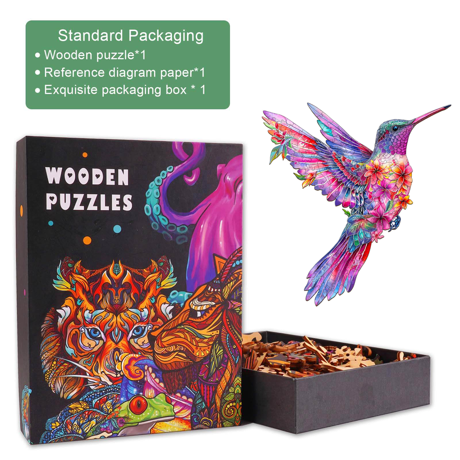 Hummingbird-3 Wooden Jigsaw Puzzle