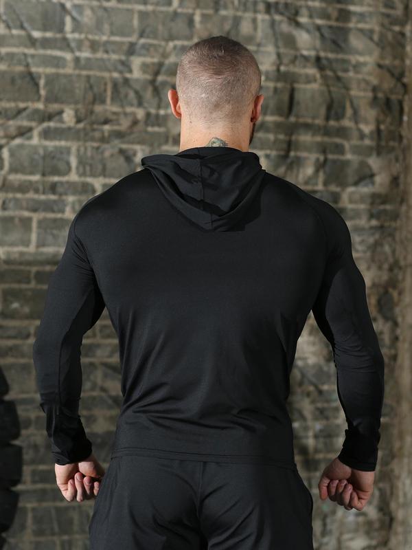 Men's Solid Tracksuit Set, Sporty Zipper Hooded Jacket & Top & Short Sleeve Tee & Letter Tape Waist Leggings & Drawstring Shorts