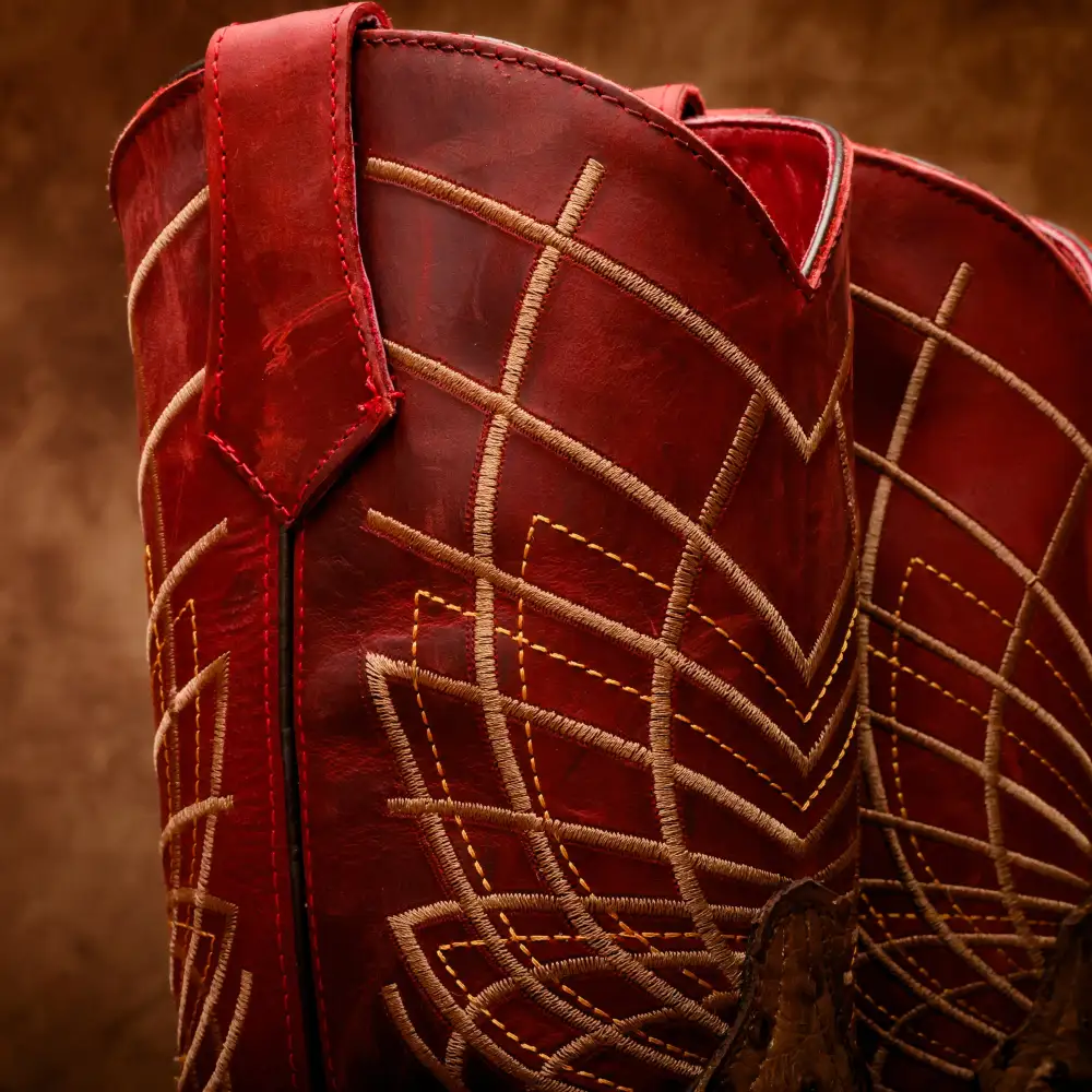 Honey Ostrich Leather Boots With 3D Lightweight Sole - Composite Toe