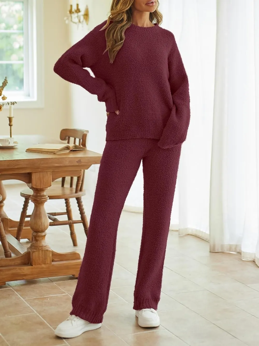 Womens Pajama Sets 2025 Fall Lounge Sweater Set