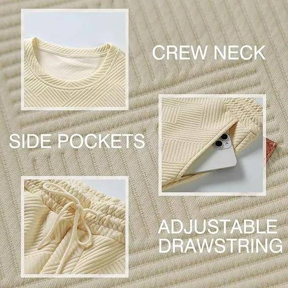 Men’s 2-Piece Sweatsuit – Jacquard Crewneck Sweatshirt & Joggers Set