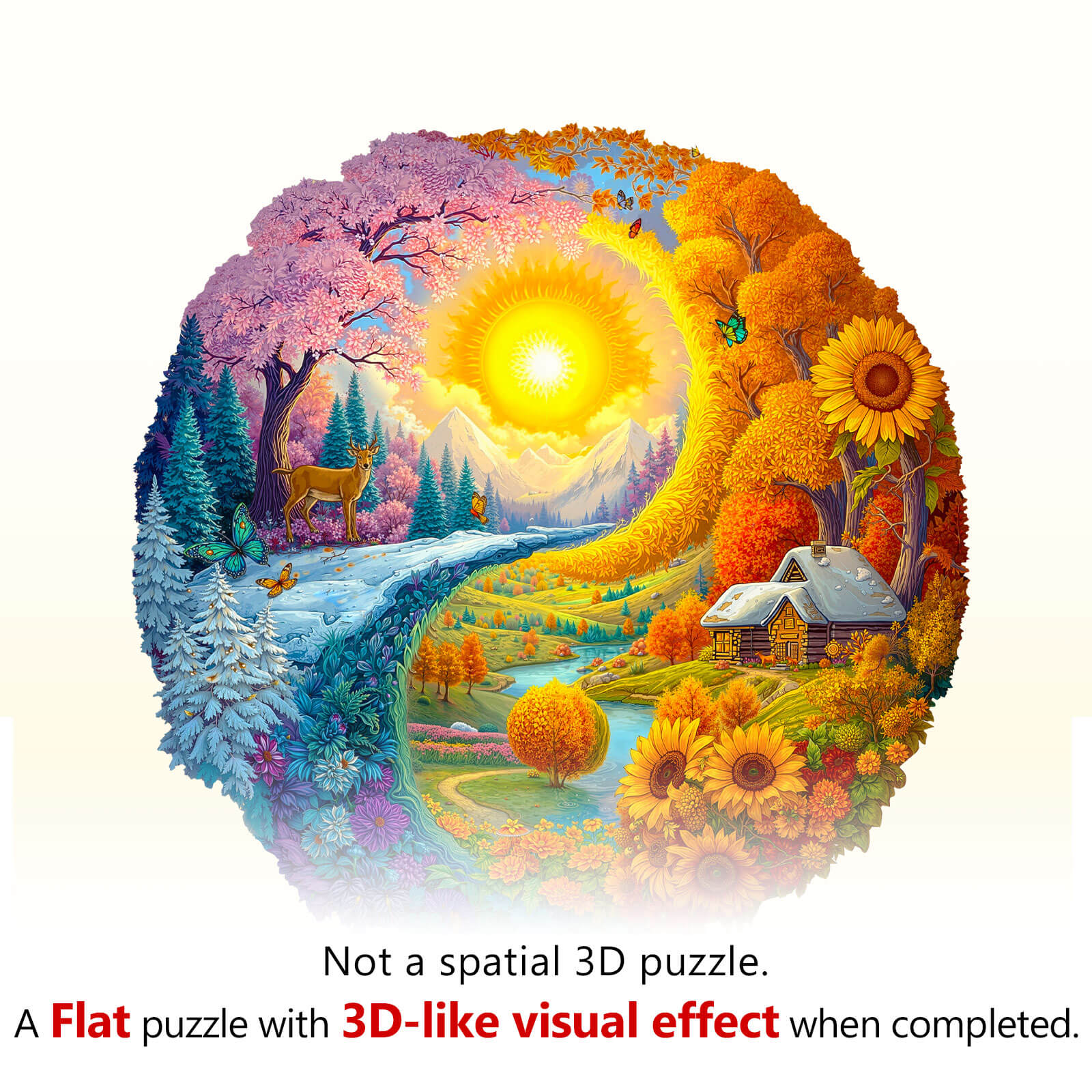 Yin Yang Autumn Winter Wooden Jigsaw Puzzle