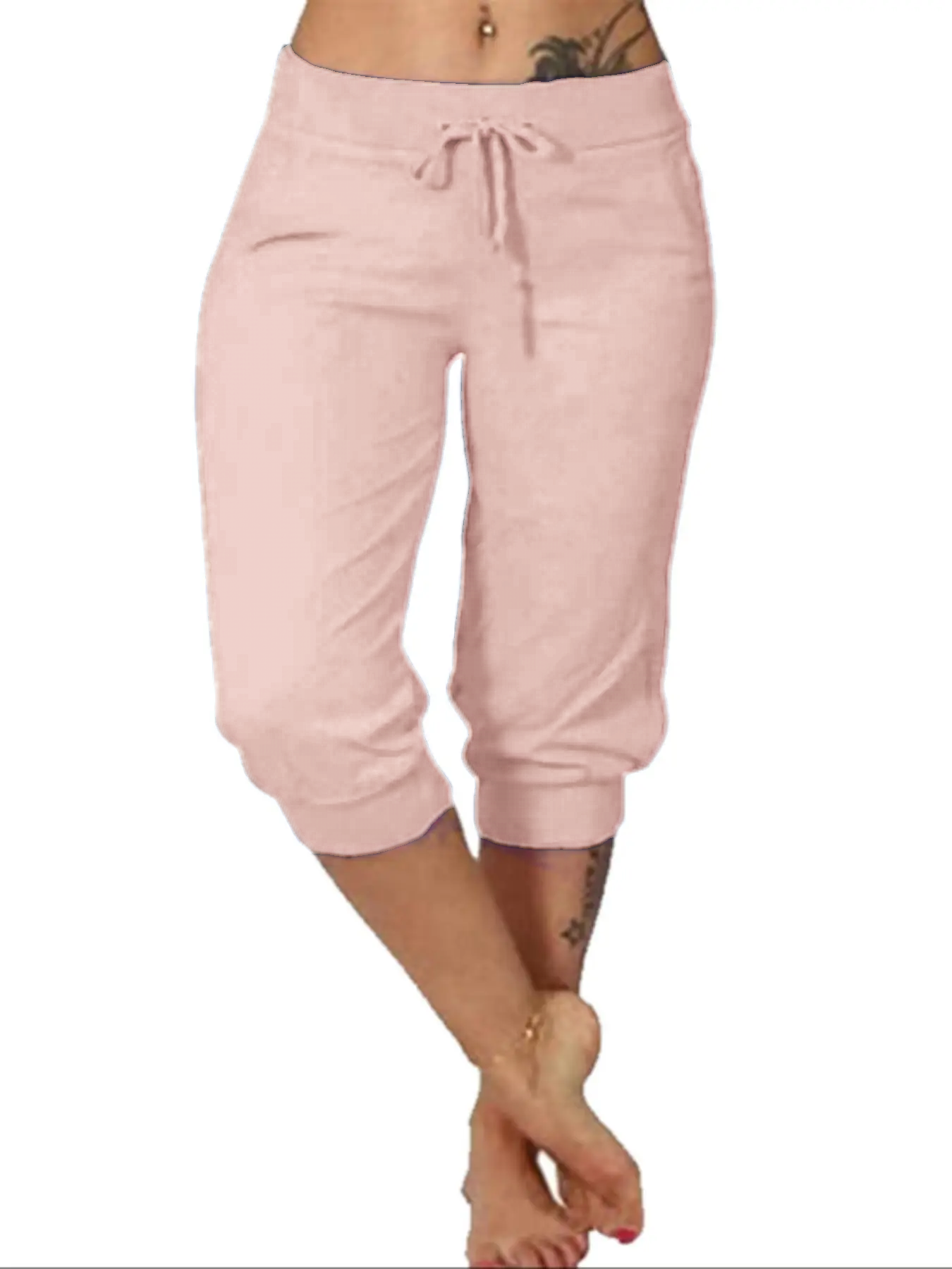 Women’s Plus Size Capri Pants – Casual Comfy Summer Cropped Trousers