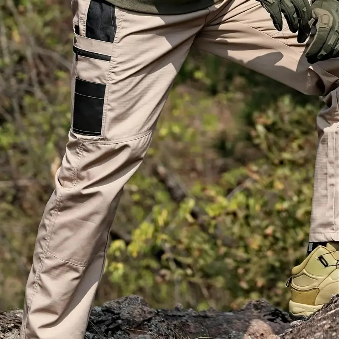 Men's Solid Color Tactical Work Pants,230g/m² new fabric，with Multiple Pockets and Zipper Closures, Durable Outdoor Training Pants, Available in Multiple Colors