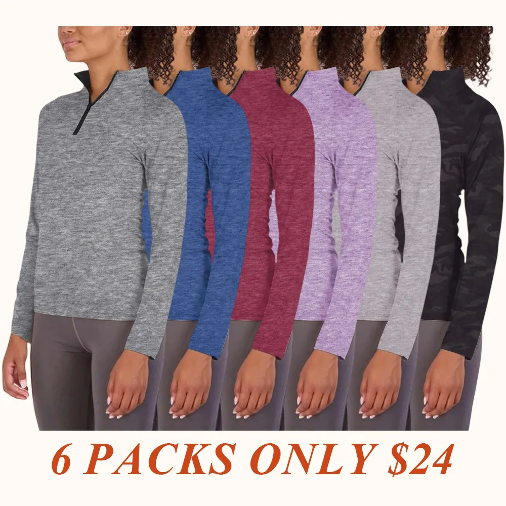Womens Dry-Fit Long Sleeve Quarter Zip & Full Zip Up Hoodie Workout Jacket (Available in Plus)