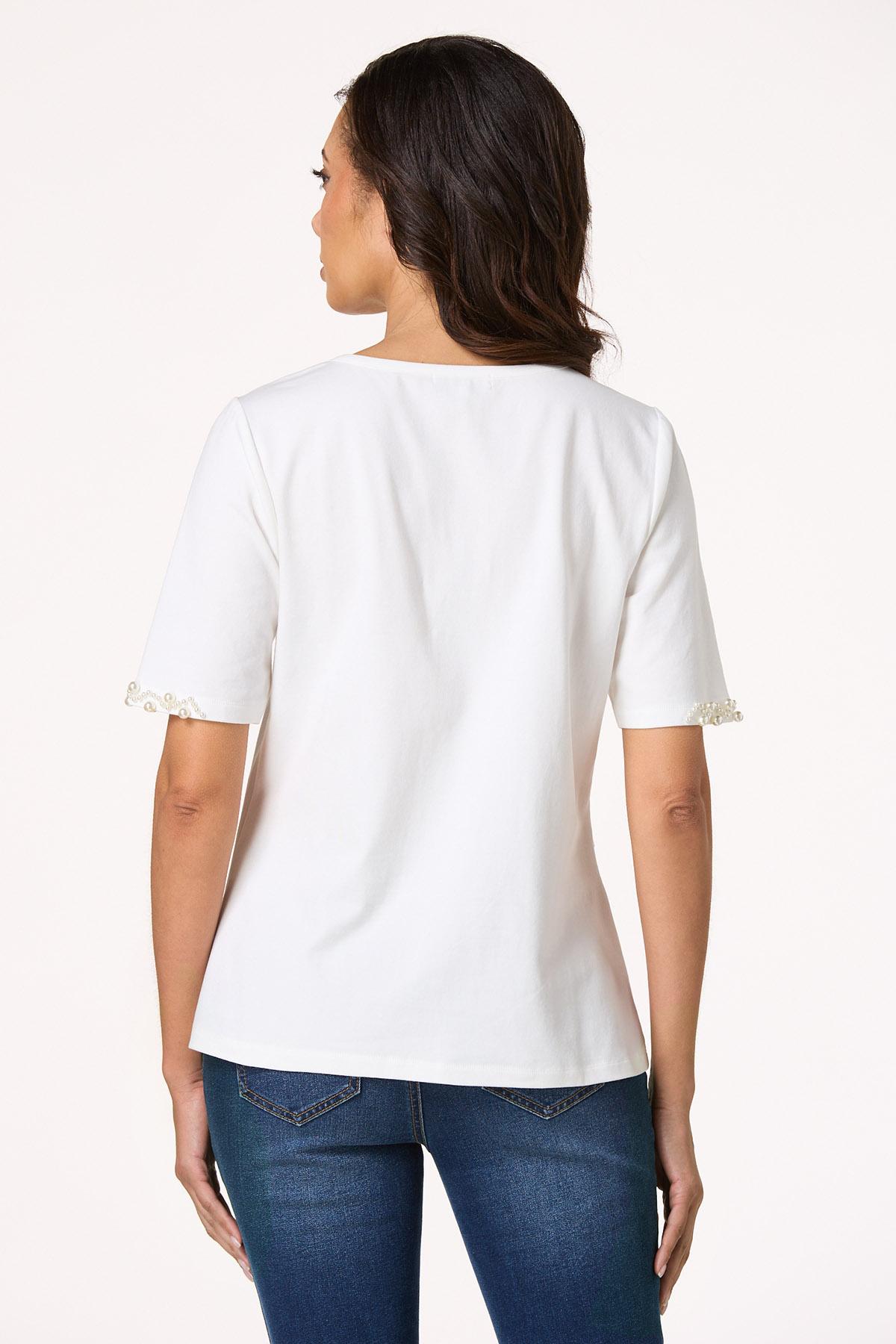 Textured Floral Pearl Top