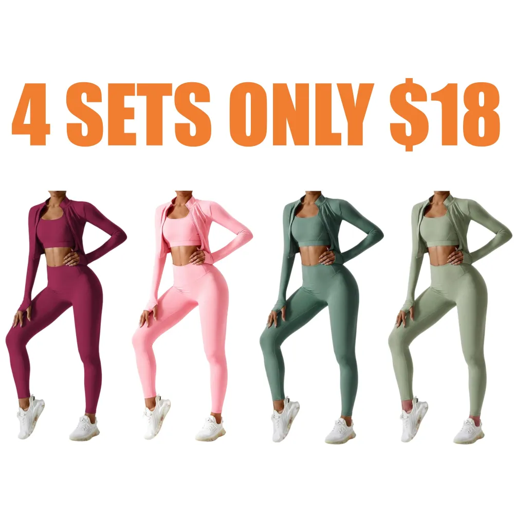 Women's Solid Criss Top & High Waist Leggings & Jacket Set