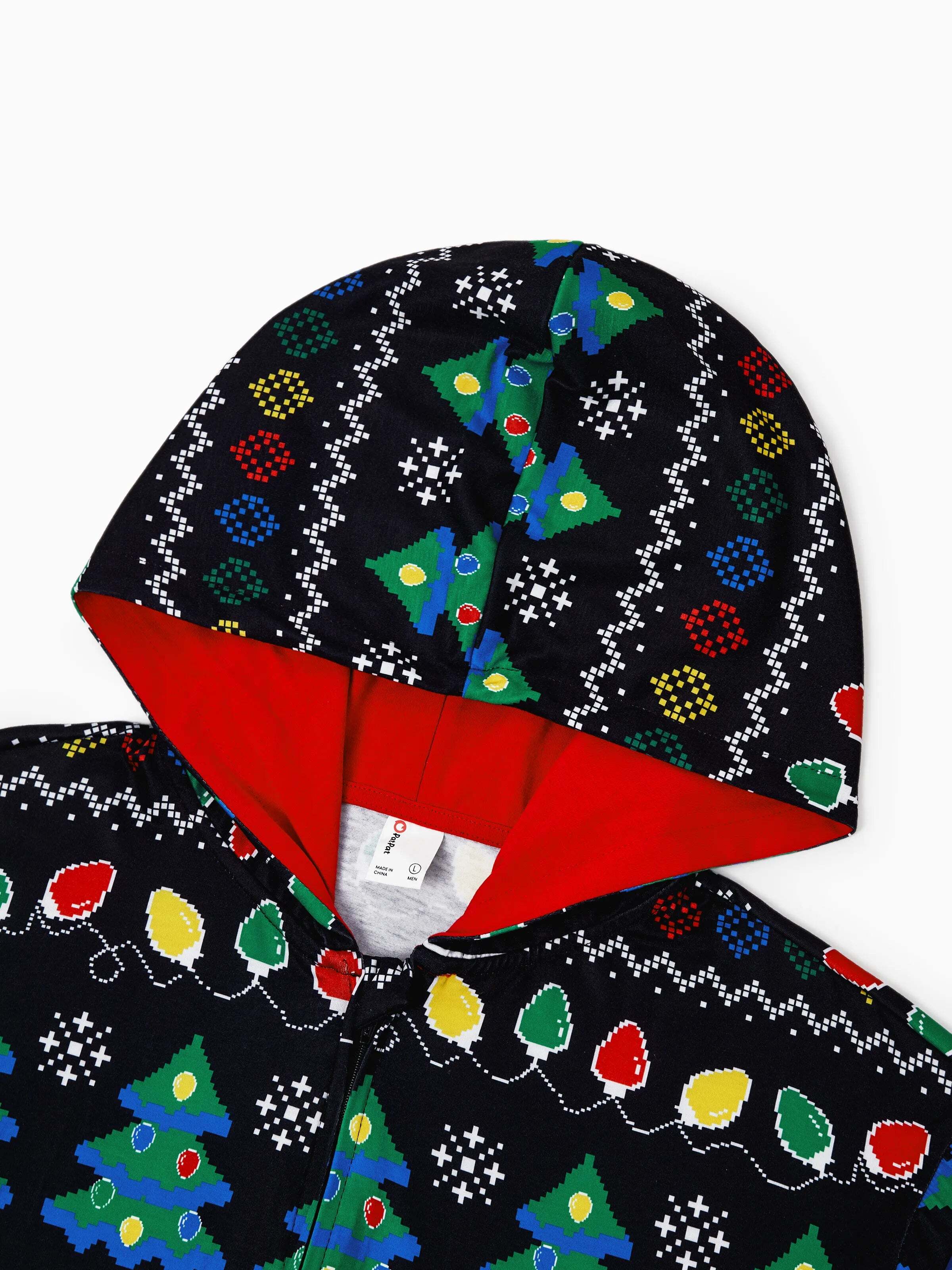 Christmas Onesies Matching Family Pajamas Set Christmas Tree Print PJS with Christmas Socks Black