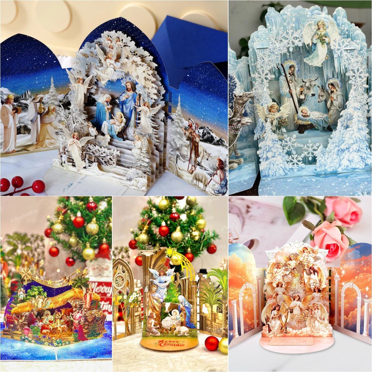 🎄Handcrafted 3D Nativity Scene Christmas Scene Greeting Card