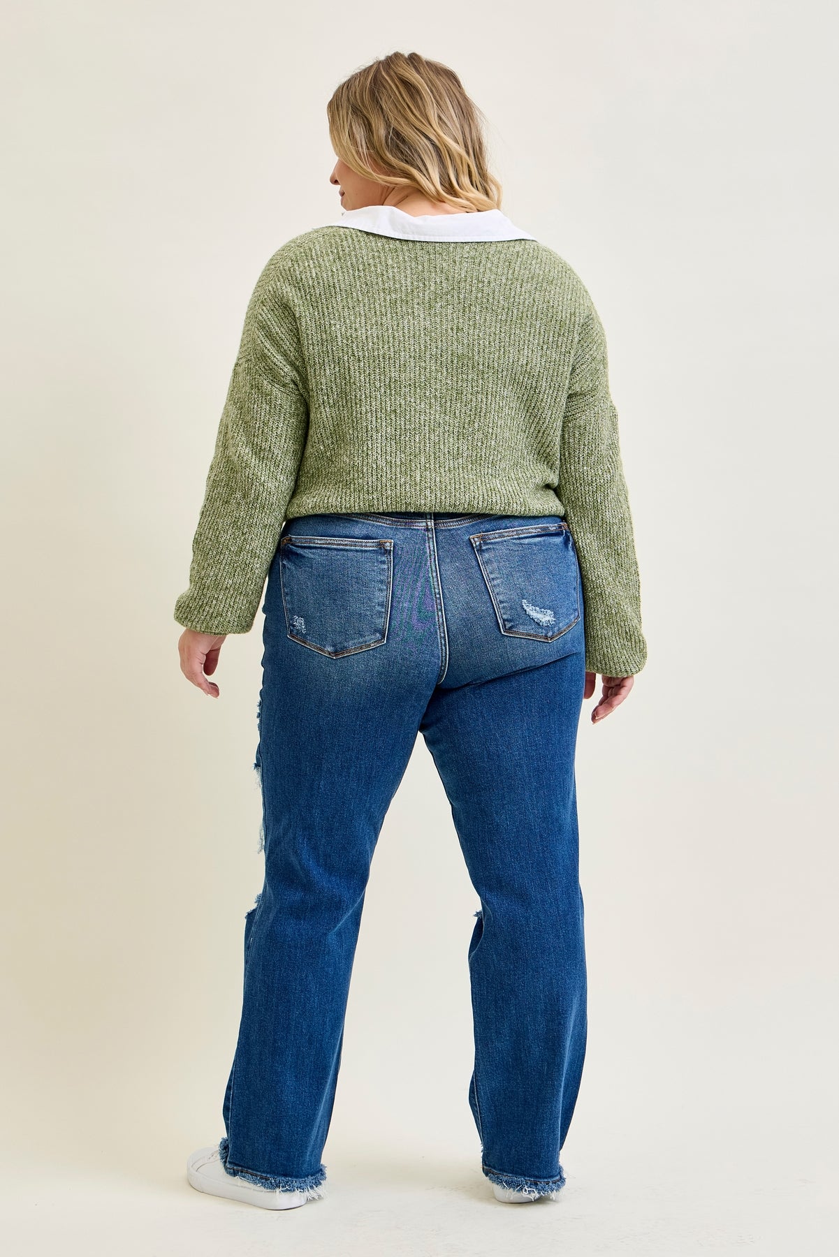 Brett Distressed Dad Jeans - PLUS