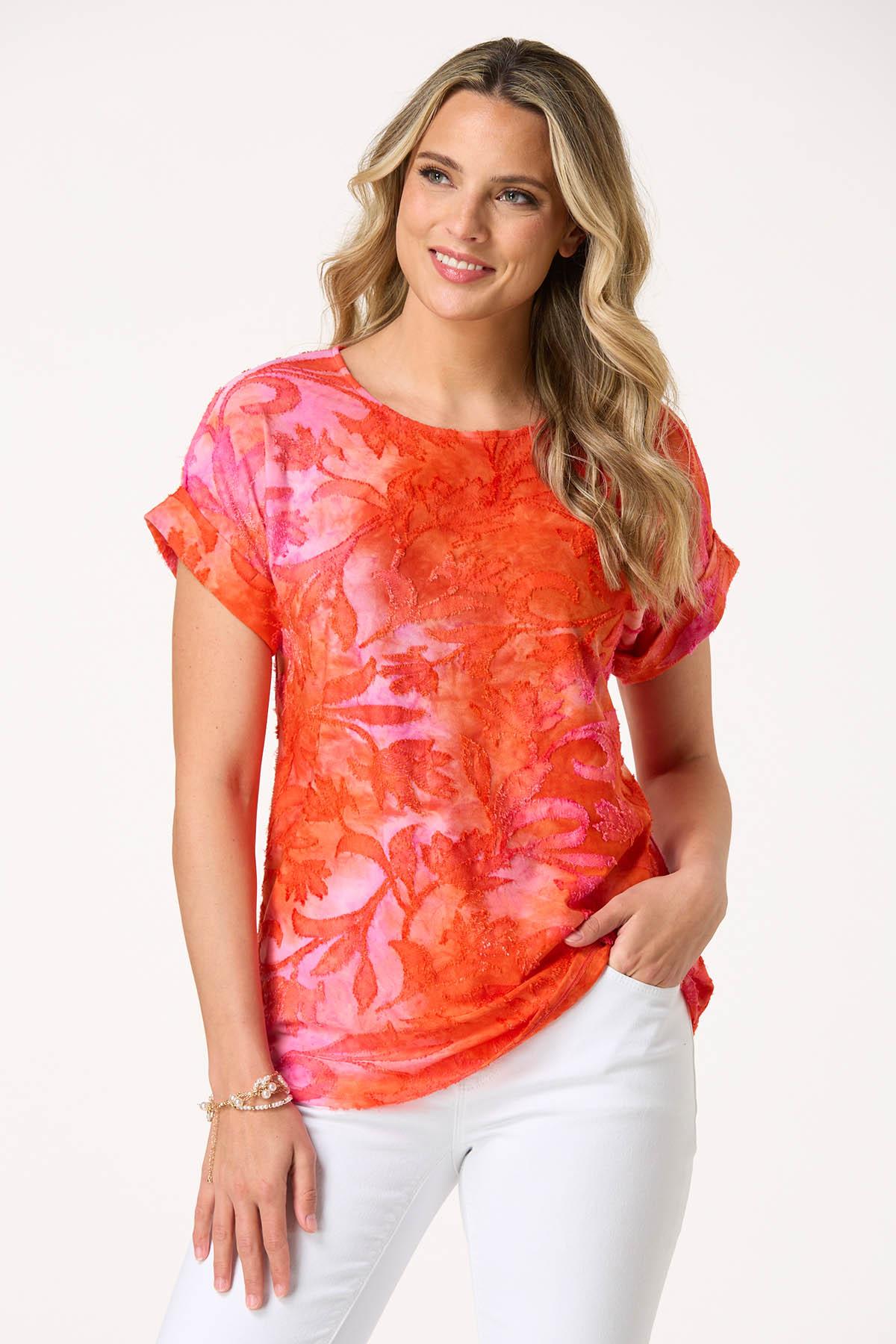 Burnout Textured Floral Top