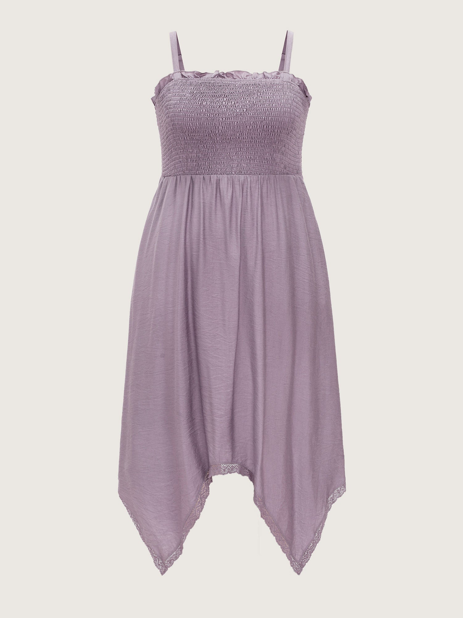 Shirred Handkerchief Hem Maxi Dress