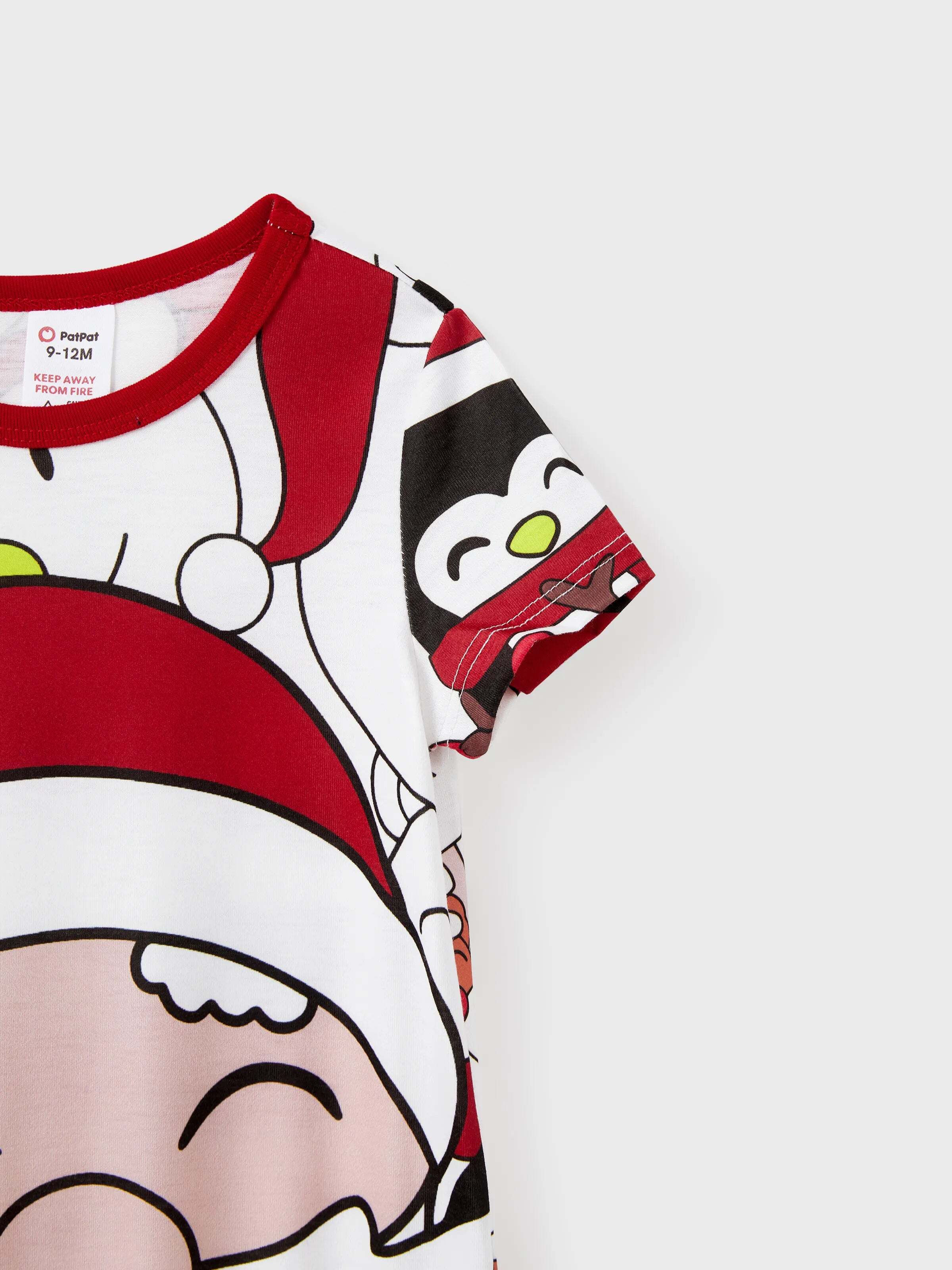 Christmas Santa and Snowman Print Family Matching Short-sleeve Tops and Shorts Pajamas Sets White