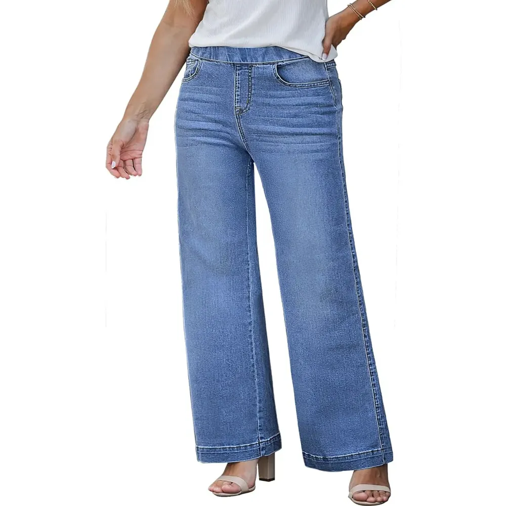 Plus Size Straight-Leg High-Waisted Stretch Jeans for Women