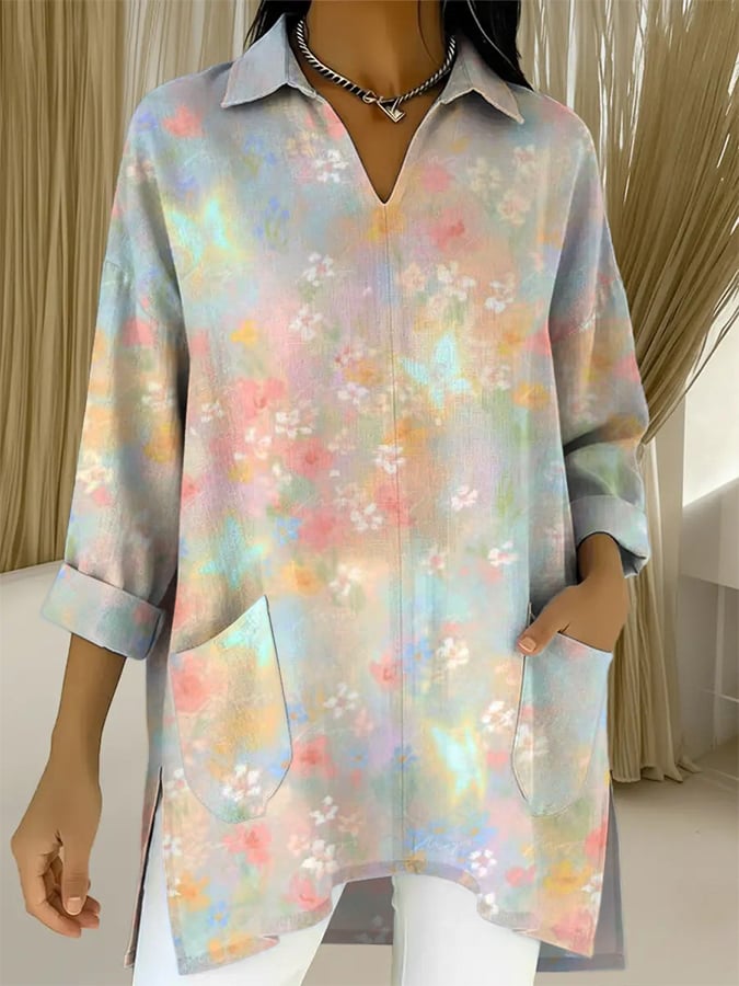 Women's Elegant Floral Decorative Pattern  Shirt