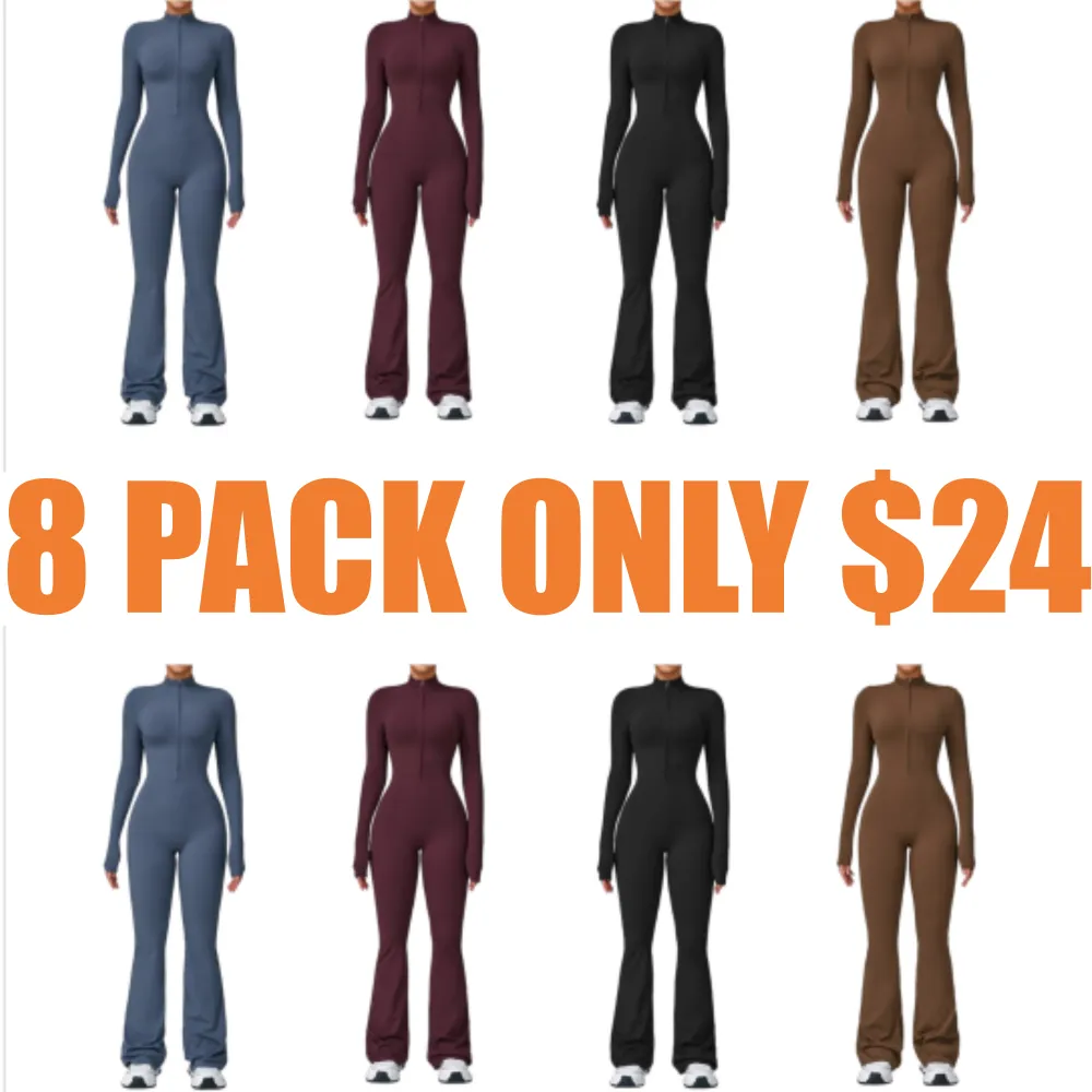 Women's Long Sleeve Flared Sports Jumpsuit