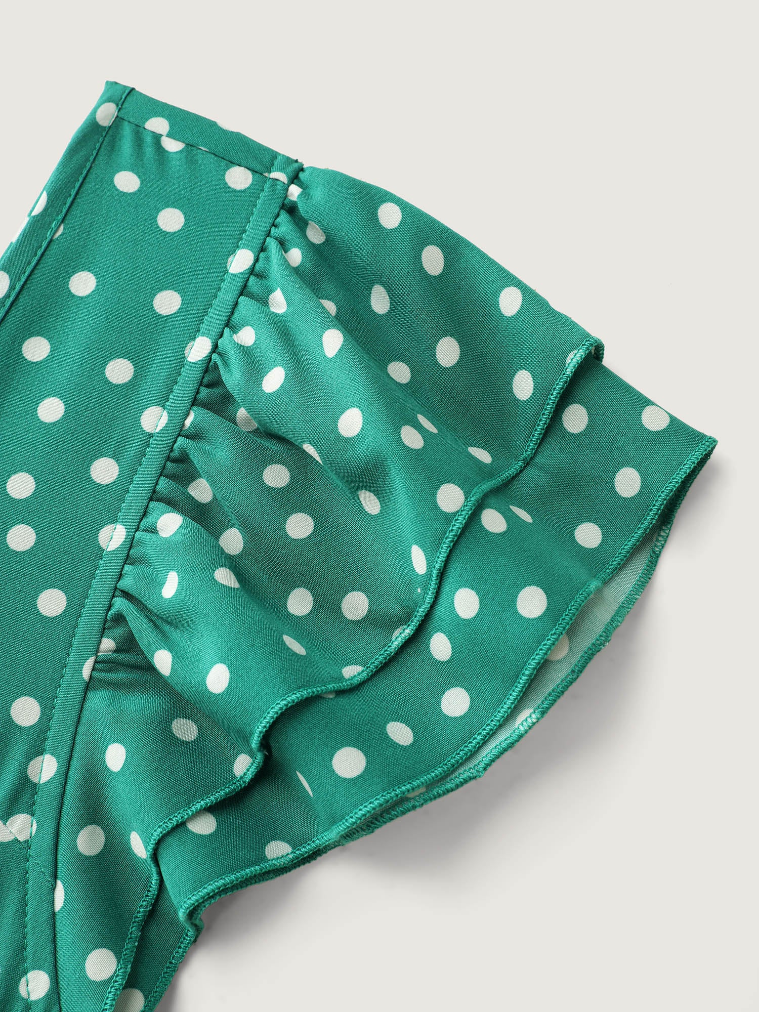 Vintage Polka Dots Ruched Bowknot Midi Dress