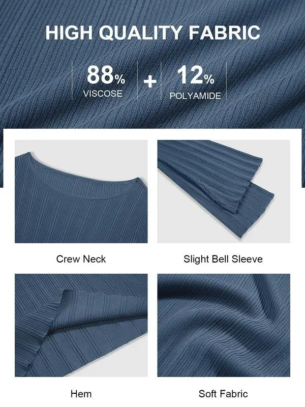 Women’s Bell Sleeve Knit Top – Lightweight Fall Pullover