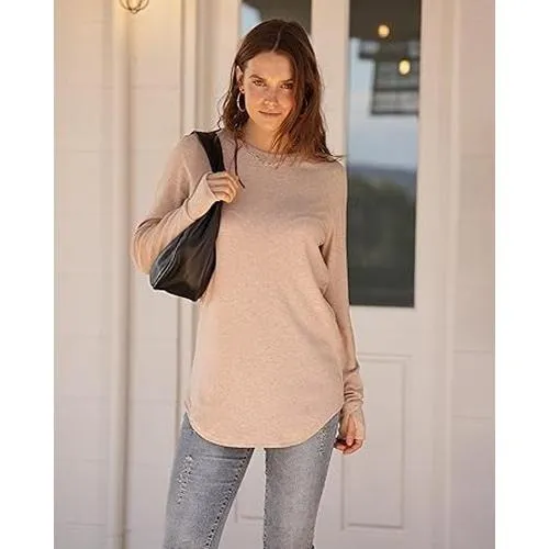 Womens Tunic Tops to Wear with Leggings Long Sleeve Thumb Hole Shirts
