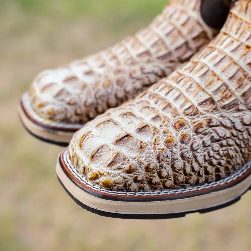 Bone Caiman Neck Leather Boots With 3D Lightweight Sole - Composite Toe