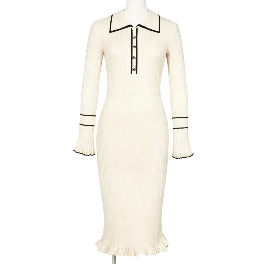 Women Ribbed Sweater Dress Long Sleeve