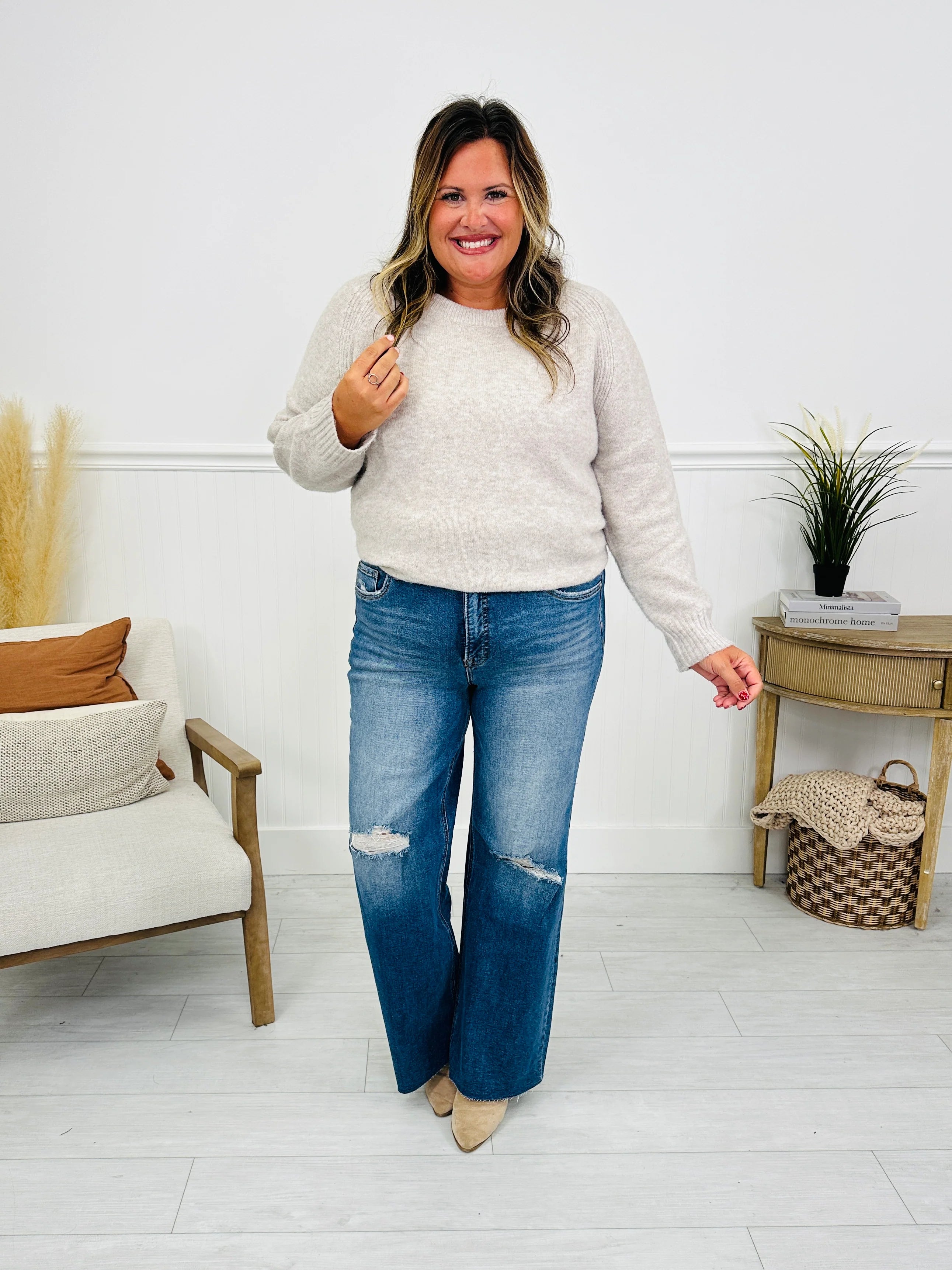 By Your Side Wide Leg Tummy Control Jeans