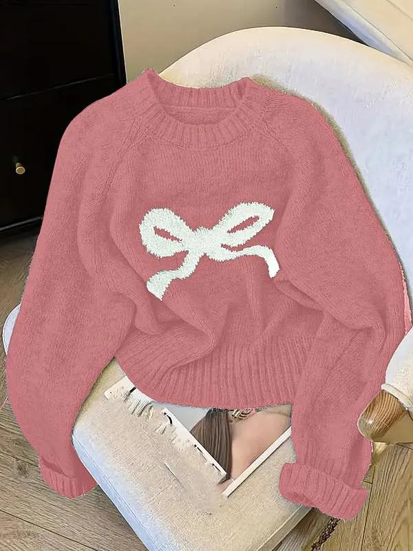 Elegant Bow Knit Sweater for Women