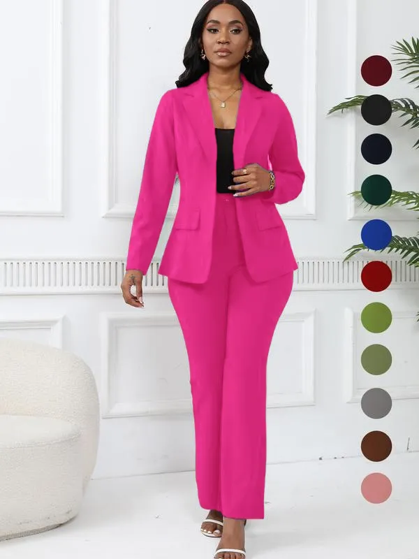 Women's elegant business solid color long-sleeved two-piece suit