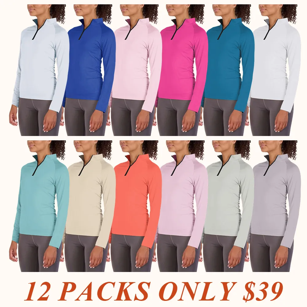 Womens Dry-Fit Long Sleeve Quarter Zip & Full Zip Up Hoodie Workout Jacket (Available in Plus)