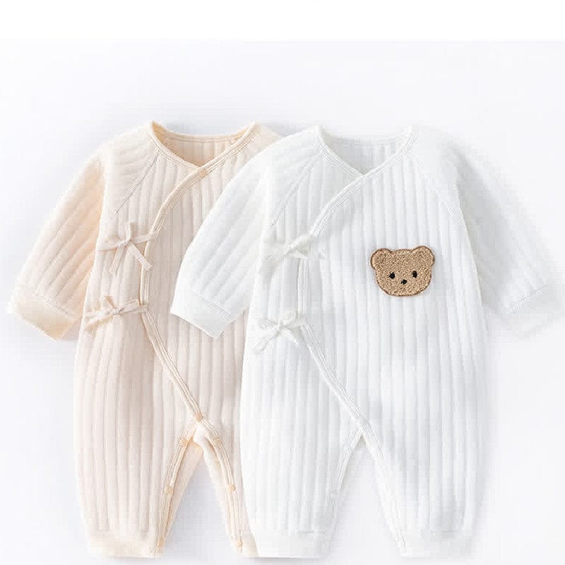 Newborn Bear Print Warm Romper