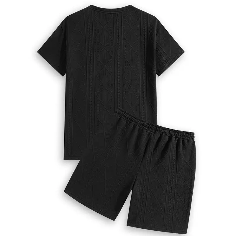 Men's Summer Casual Sports Suit 2-Piece texture Set