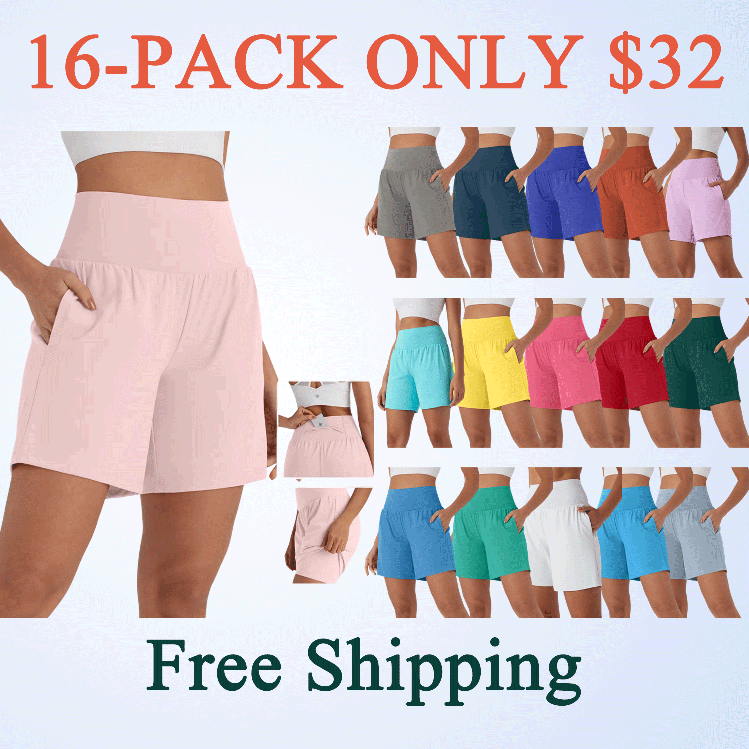 🔥Women’s 2-in-1 Super High-Waisted Cool-Touch Yoga Shorts with Pockets (3