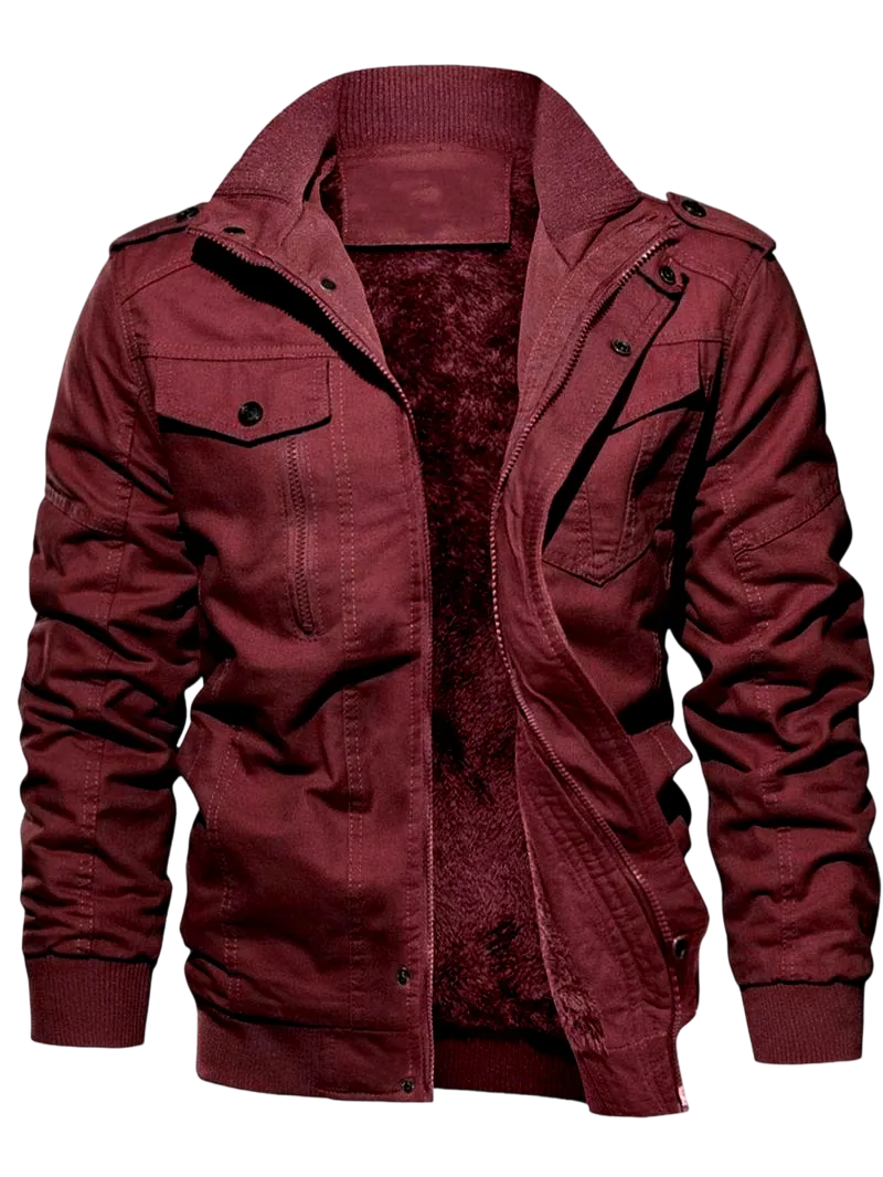 Men's Regular Fit Solid Pocket Zipper Thermal Lined Jacket