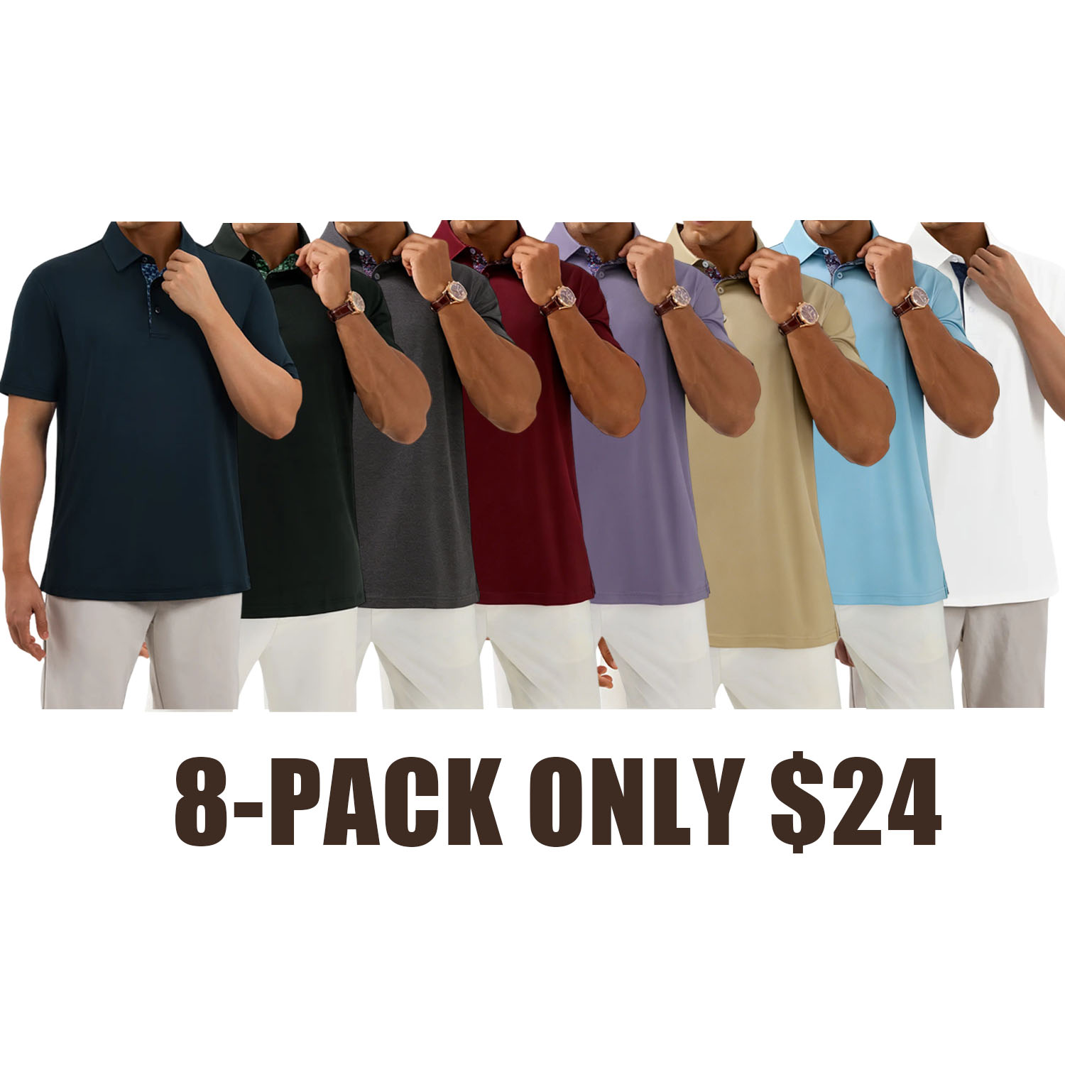 Men's Polo Shirts – Soft Breathable Cotton, Comfortable Short Sleeve Casual Fit, Classic Collared Polo Shirts for Work, Golf, Travel & Everyday Wear