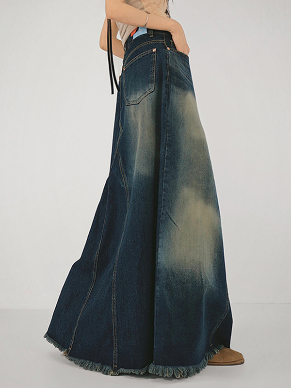 Patchwork Vintage Denim Skirt