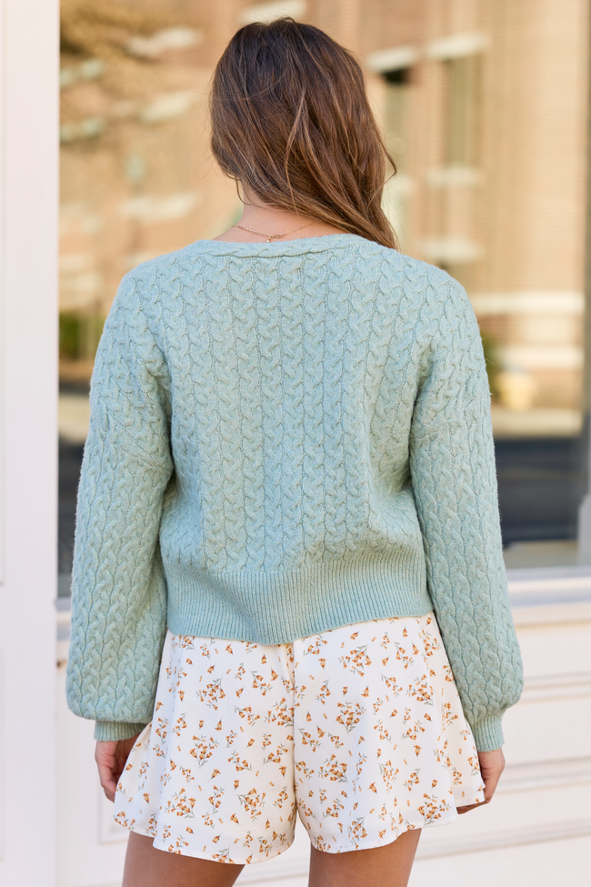 Heather Sage Green V-Neck Cardigan