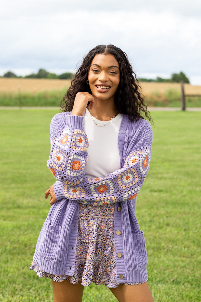 Posie Crochet Purple Sweater