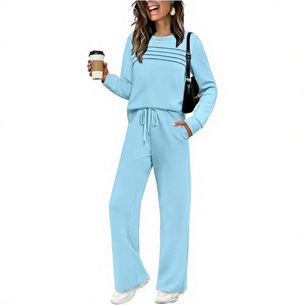 ✨Women's Long-Sleeve Pullover Tracksuit Set - Soft Drawstring 2-Piece Outfits