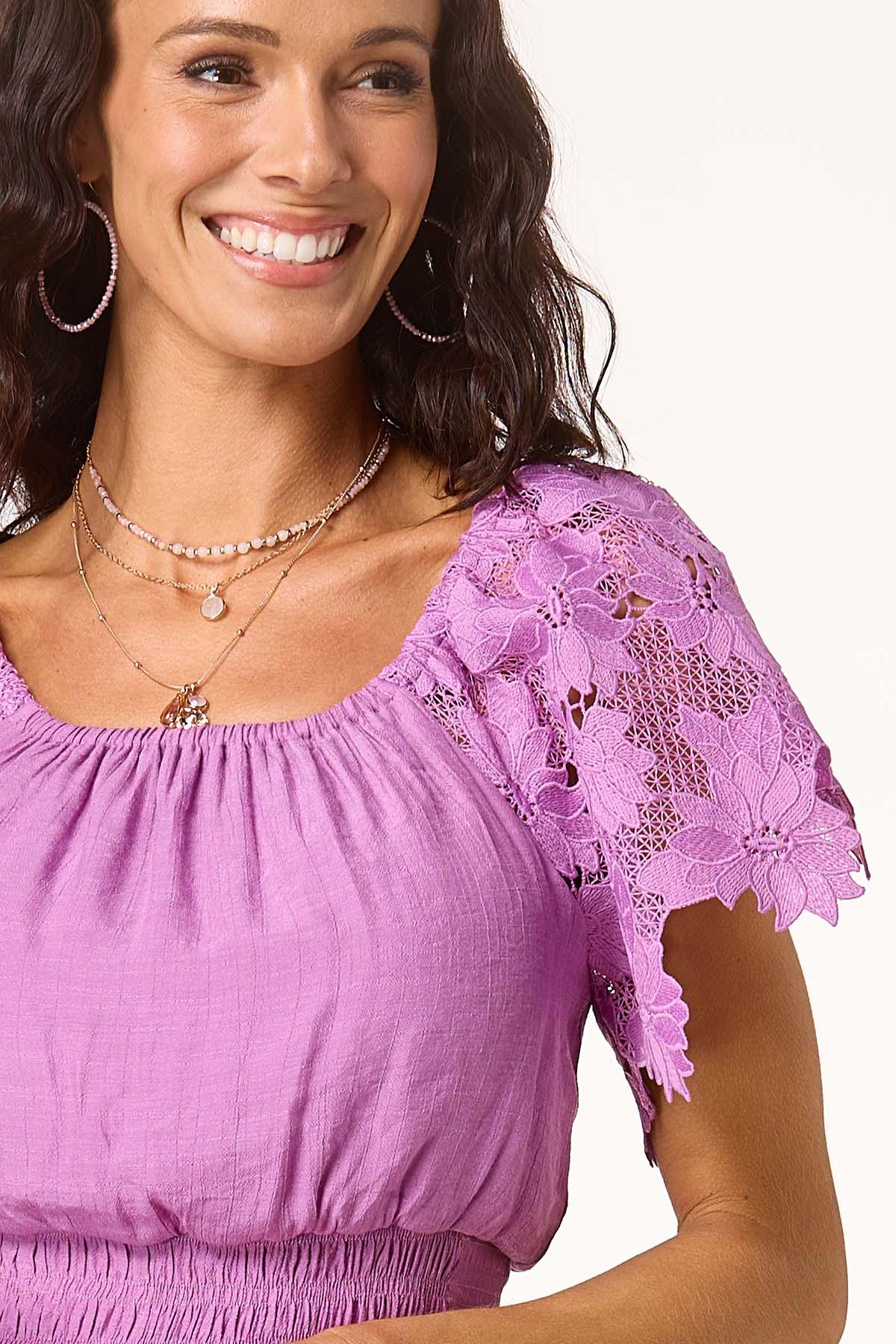 Lace Trim Midi Dress