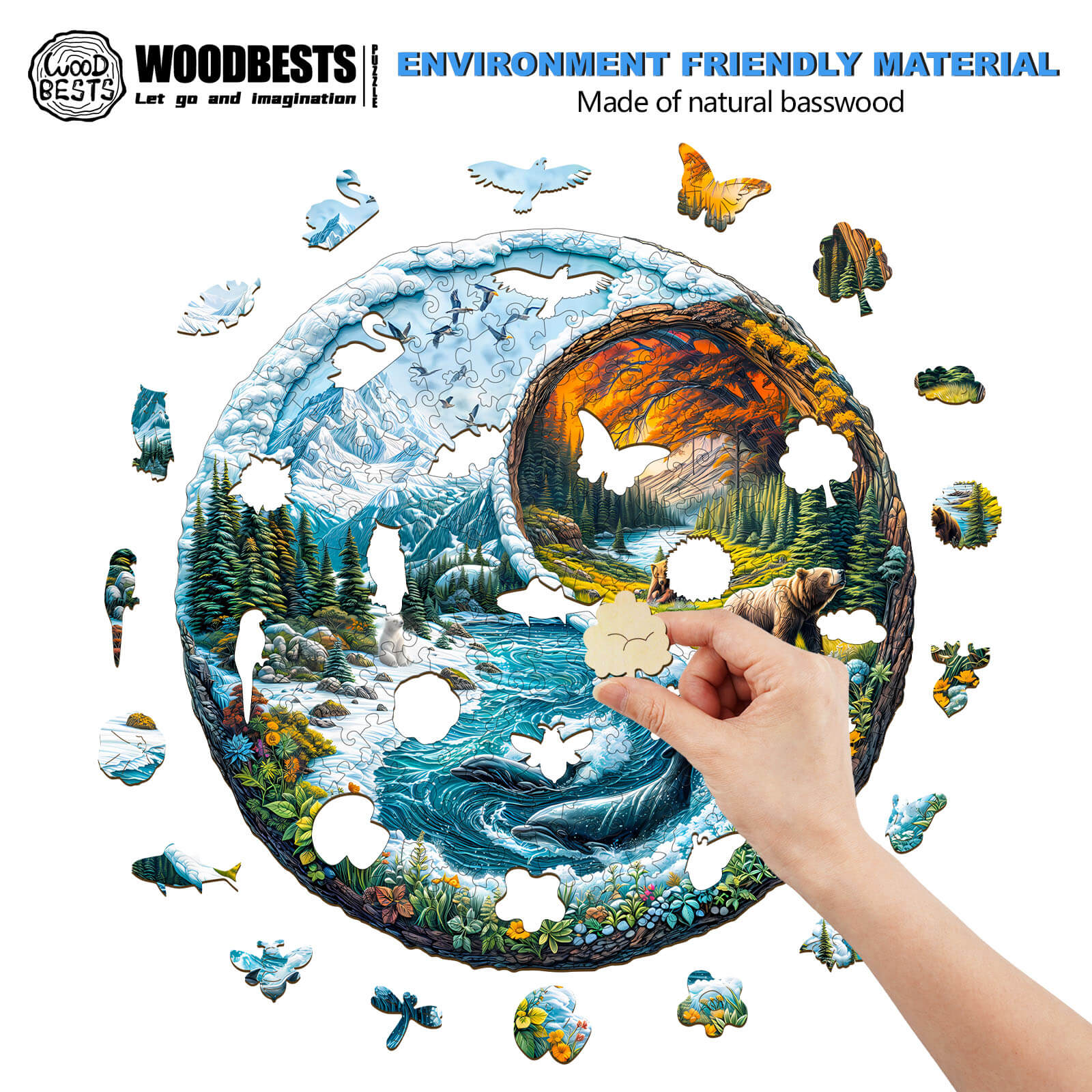 Yin Yang Glacial Forest Wooden Jigsaw Puzzle