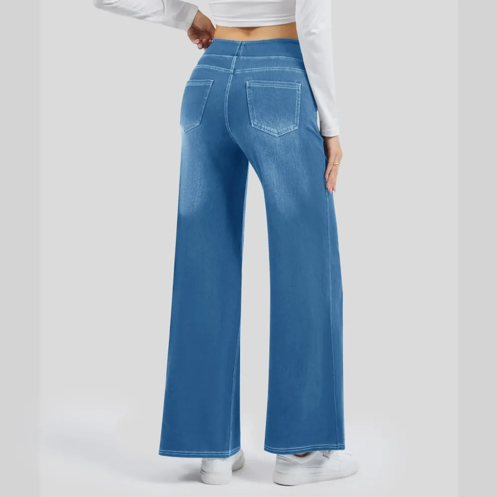 Wide Leg Stretchy Jeans for Women Loose Fit