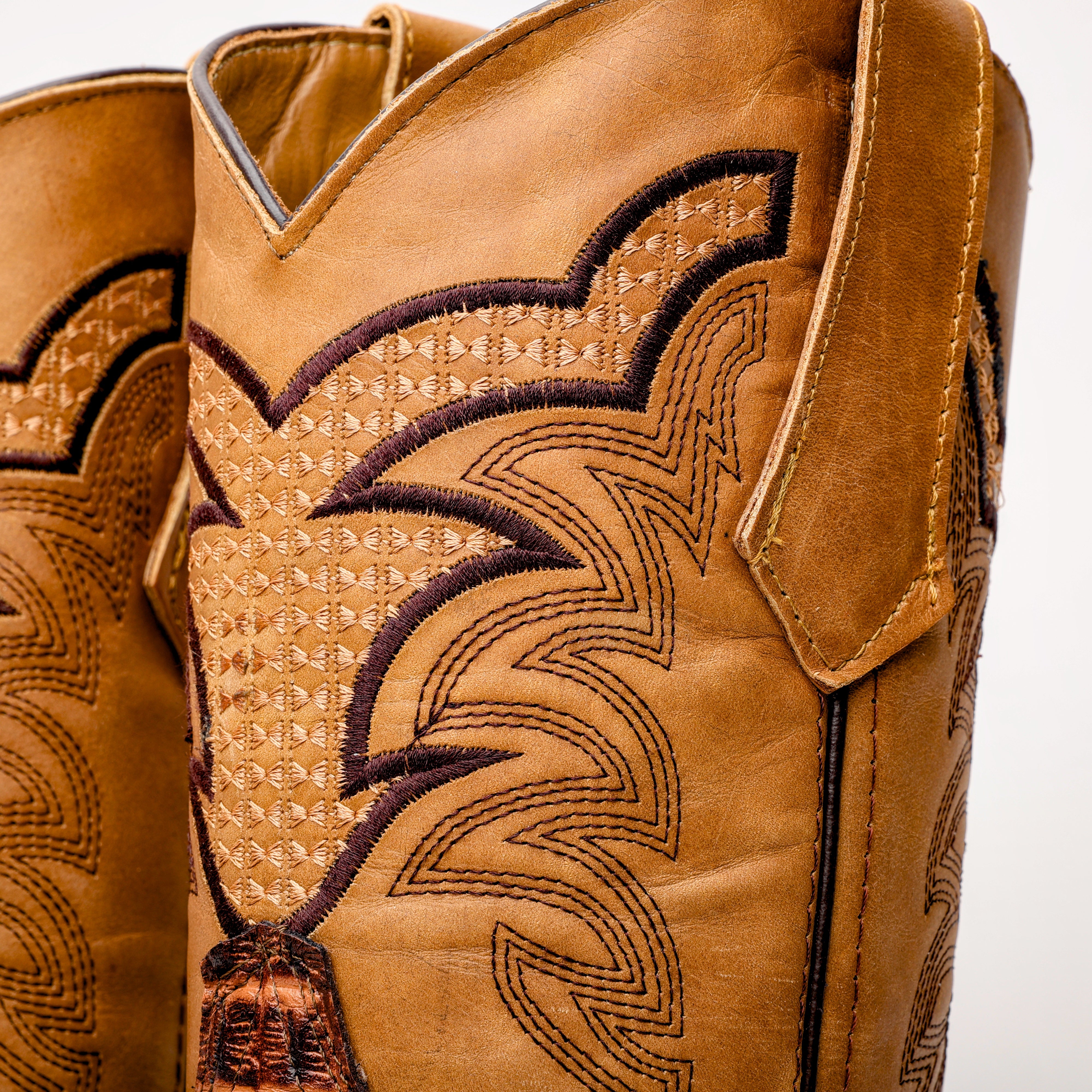 Tan Caiman Hornback Leather Boots With 3D Lightweight Sole - Composite Toe