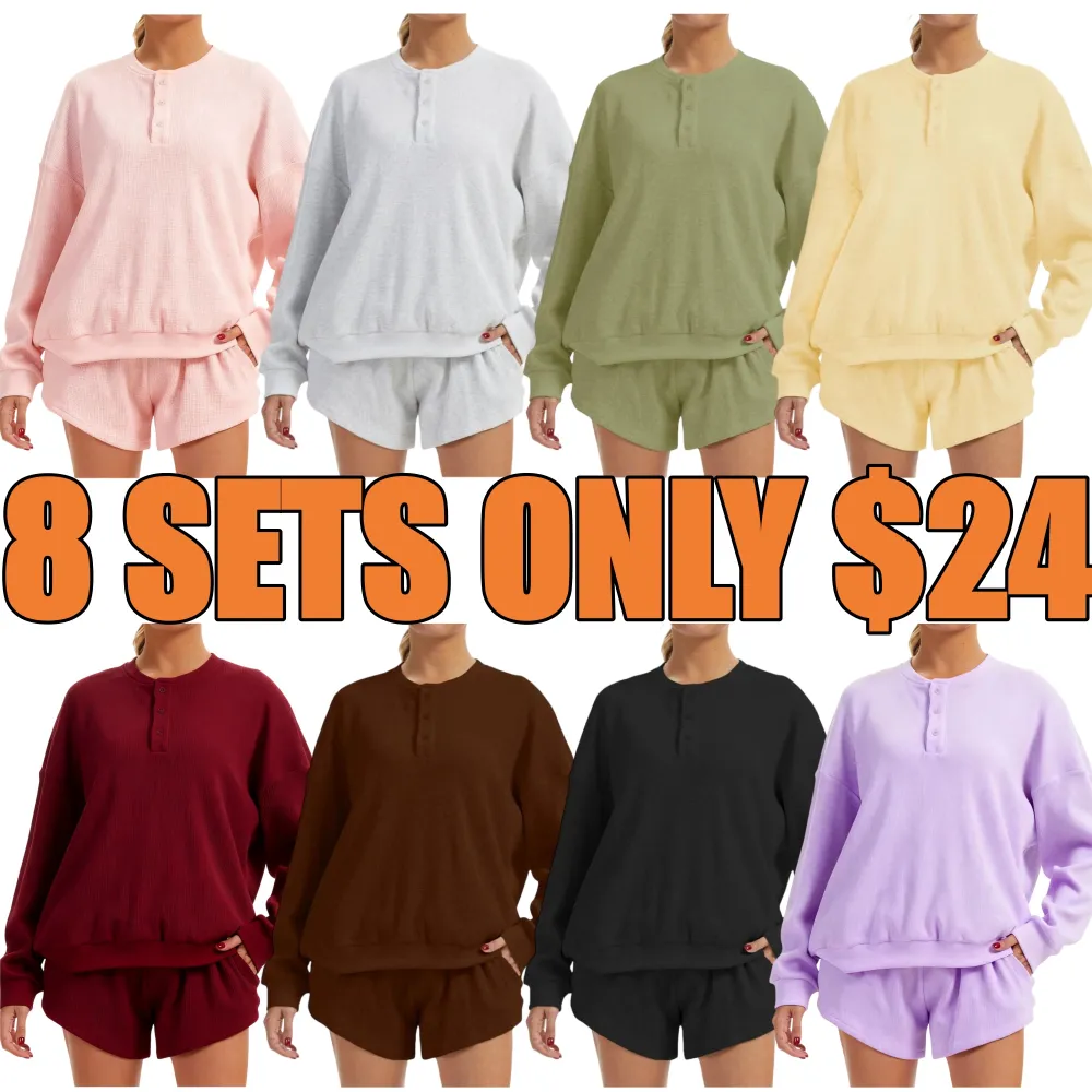 Women's Oversized Waffle Knit Lounge Set