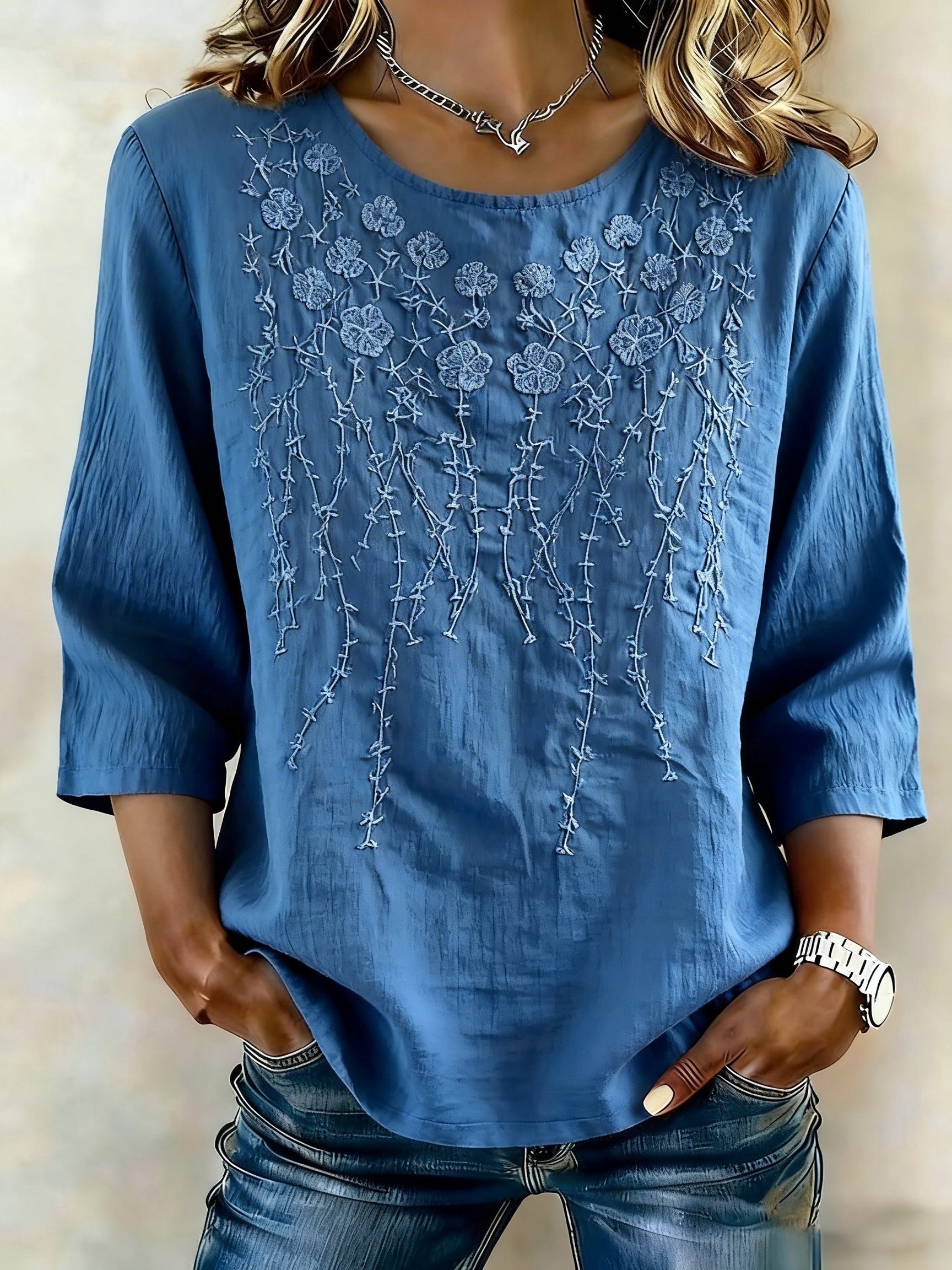Women Embroidered Cotton Linen Tops- Fast Shipping