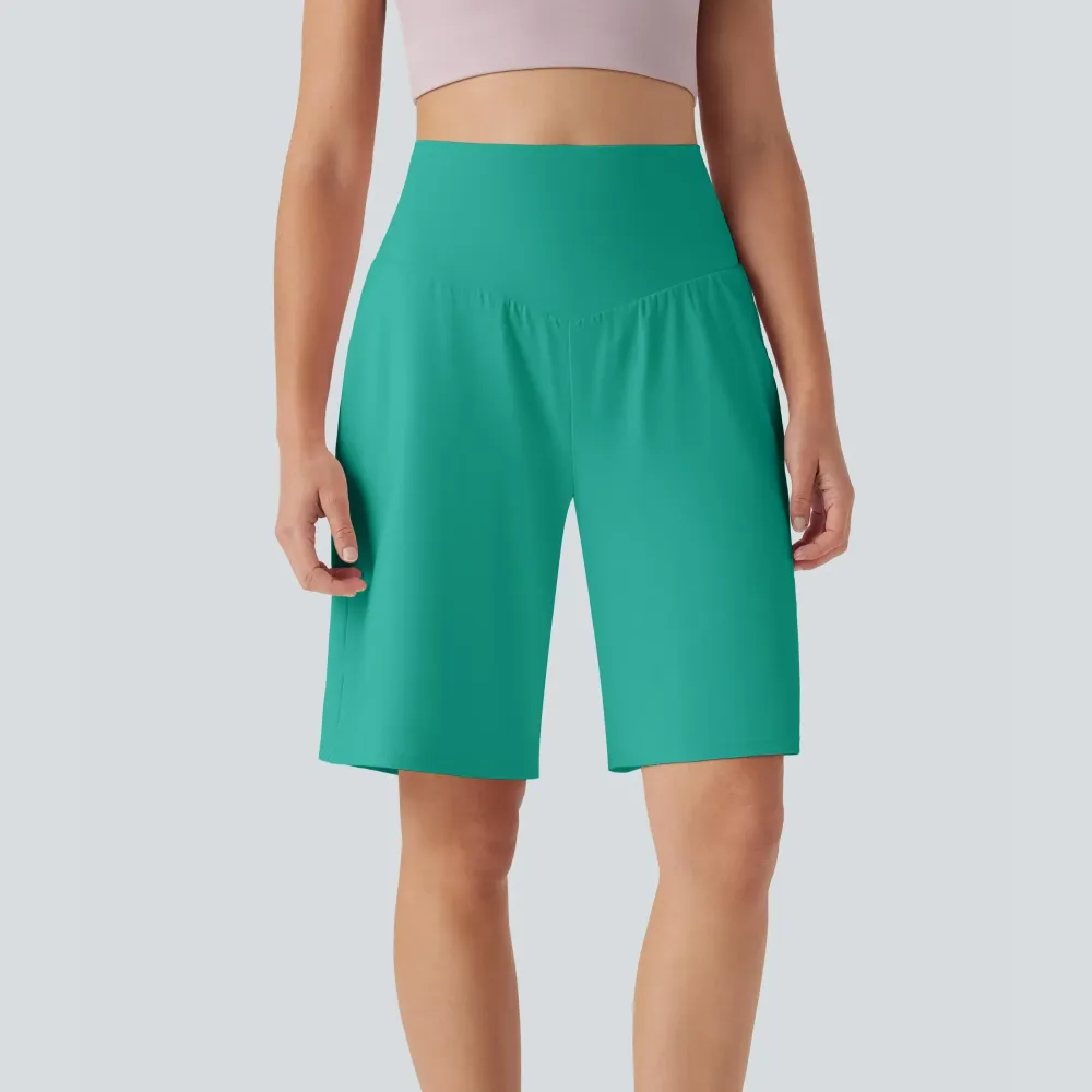 Airy High Waisted Pockets Cool Touch Yoga Bermuda Shorts