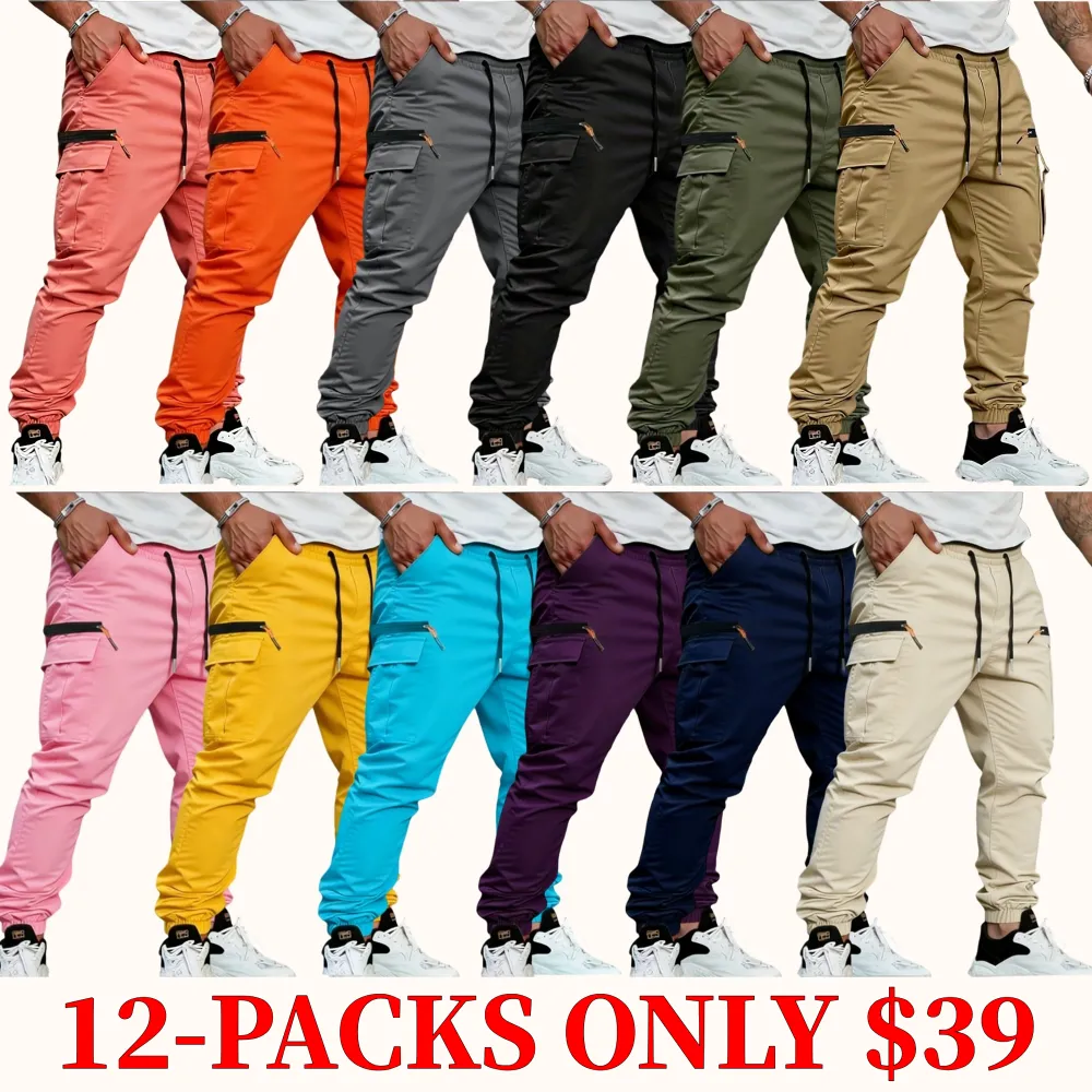 Men's work pants with tapered legs and rolled-up cuffs