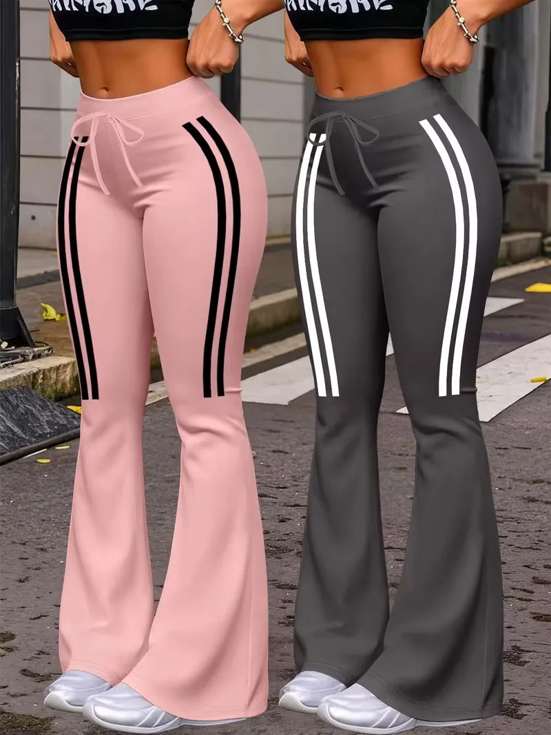 Women's Casual Fashion Long Pants, Unique Print, Drawstring Waist, Milk Silk Yoga Pants