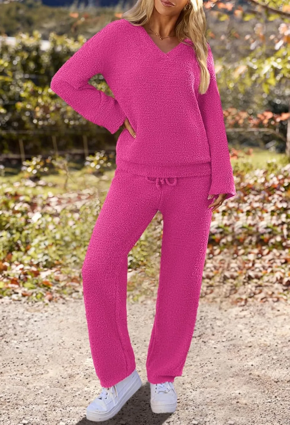 Women's Lounge Sets 2025 Fall Fashion 2 Piece Outfits Sweater Pajama Set