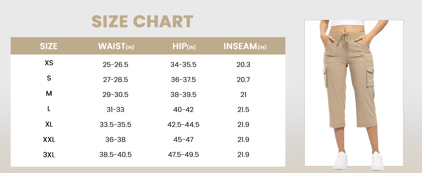 💕Mother's Day Sale💕Womens Cargo Capris Lightweight Hiking Pants 6 Pockets