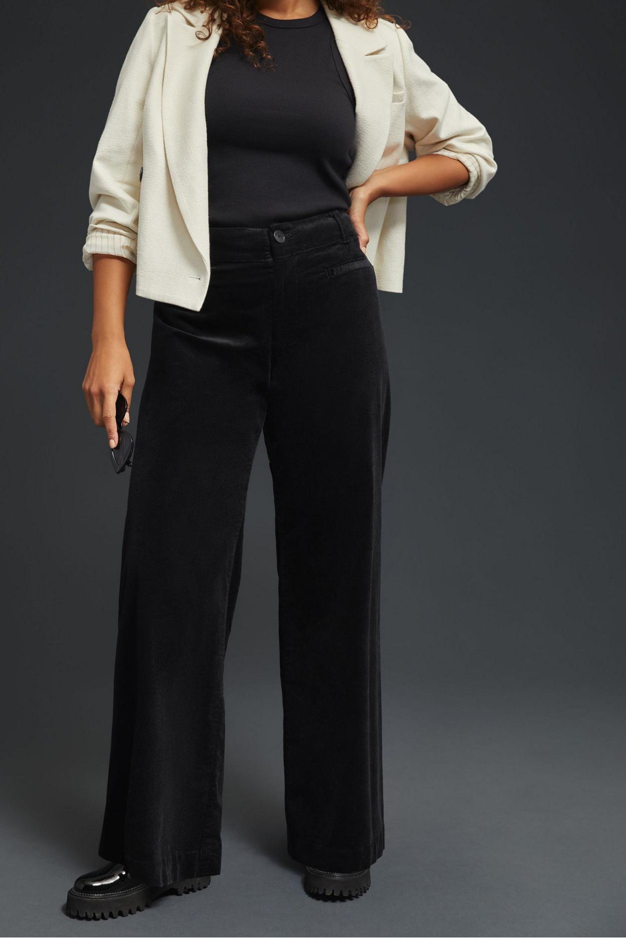Black Stretch Wide-Leg Pants